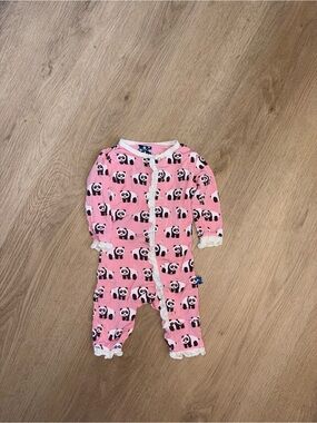 Kickee Pants Pink Panda Print Pajama One-Piece